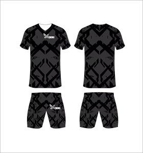 Conjunto de Camiseta y Pantalones Cortos de Fútbol para Hombre con Cuello Mandarín, Estampado de Números de Equipo, Poliéster Sublimado, Absorbe la Humedad - Product Image 1