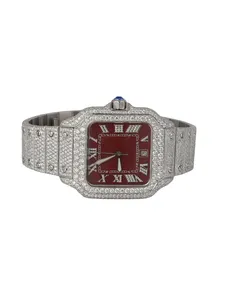 Montre de luxe mécanique avec cadran romain en verre et diamants Moissanite, élégante montre-bracelet pour le quotidien, les fêtes et les mariages, idéale comme cadeau. - Product Image 1