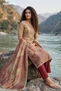 Conjunto de Salwar-Suit y Dupatta de Algodón y Seda de Buena Calidad para Uso Ocasional con Trabajo Artesanal, Compra en Línea, Suministro al por Mayor en India - Product Image 2