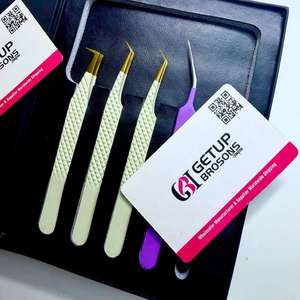 แหนบดึงขนตา GETUP BROSONS IMPEX รุ่น Professional ทำจากสแตนเลสสตีล ป้องกันไฟฟ้าสถิตย์ ป้องกันแม่เหล็ก ปลายที่ทนทาน งอ 45 องศา/90 องศา แบบยาว - Product Image 3