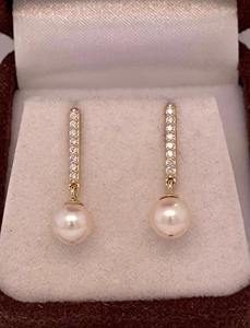 Pendientes de Oro de 14K con Diamante Cultivado en Laboratorio y Perla, Joyería Fina Elegante, Regalo para Mujer, para Fiestas y Eventos - Product Image 5