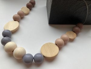 Wood Beaded Necklace Round <b>Ball</b> Shape Casual Unisex Jewelry Gift Natural Tone Pendant Style - Product Image 4