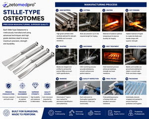 Osteotomes de type STILLE 10mm 12mm 15mm 20mm Lame ZETOMEDPRO - Product Image 2