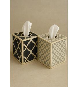 Boîte à mouchoirs décorative en os incrusté de mosaïque, accessoire pour la maison - Product Image 1