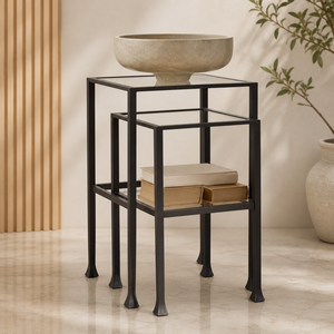 Modern powder coated metal <b>side</b> table with sleek C shape design for laptops living rooms and versatile use - Product Image 5