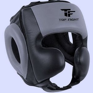 <b>Top</b> Fight <b>Red</b> <b>Leather</b> Boxing Head Guard Lace-Up Protection Gear for Adults - Product Image 4