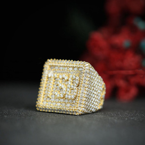 Custom Initial Iced 925 Sterling <b>Silver</b> Cluster <b>Ring</b> <b>Men</b> Rhodium Plated Moissanite Letter Hip Hop Bling Statement Personalized - Product Image 6