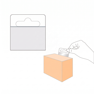 Attaches de présentation transparentes personnalisées OEM en plastique avec matériau PET auto-adhésif 51x50mm, design trou Euro - Product Image 1