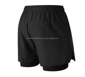 Pantalones cortos de LICRA y poliéster para hombre al por mayor, pantalones cortos para correr de secado rápido con logotipo personalizado, pantalones cortos de baloncesto deportivos informales negros para hombre - Product Image 2