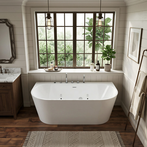 Acrylic Freestanding Whirlpool - FW-M-2004-Contemporary Massage Deep Soaking OEM/ODM for Hospitality Residential Use - Product Image 1