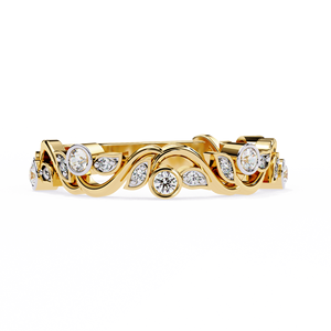 Anillo de Diamante Cultivado en Laboratorio con Corte Redondo, Oro Sólido de 14K/18K, Banda con Diseño de Hoja de Vid Inspirado en la Naturaleza, DEF VVS, Anillo de Boda Personalizado, Venta al Por Mayor - Product Image 4