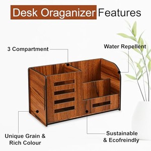 Organisateur de bureau en placage de noyer MDF en gros |   Meuble de rangement de bureau en bois - Product Image 2