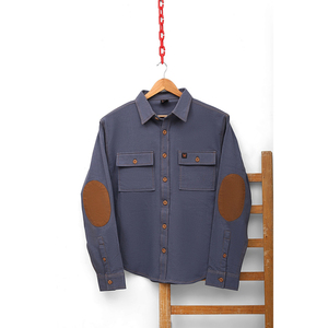 Chemise-veste en jean tricoté pour homme 2026 – Chemise-veste en jersey indigo extensible avec deux poches poitrine - Product Image 1