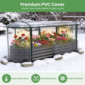 Fioriera Rialzata 3-in-1 in Vetro Temperato Nero e Acciaio Zincato con Copertura a Serra, Utilizzabile Tutto l'Anno - Product Image 6