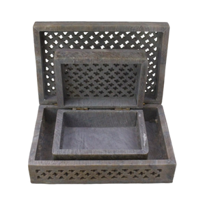 Caja de Joyería Decorativa Hecha a Mano con Piedra Jabonera |   Caja de Joyería de Piedra Natural Tallada a Mano - Tamaño Personalizado, Calidad de Exportación - Product Image 1