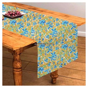 Hand Block Printed Cotton Table <b>Runner</b> Indian Floral Custom Size Wedding Table Linens Hotel Home Use Custom For Wedding Events - Product Image 5
