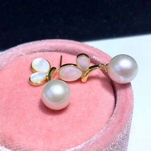 Pendientes Colgantes de Perlas de Agua Dulce Edison, Diseño de Mariposa con Concha, Regalo Popular de Cumpleaños para Niñas y Madres, Joyería de Moda - Product Image 1