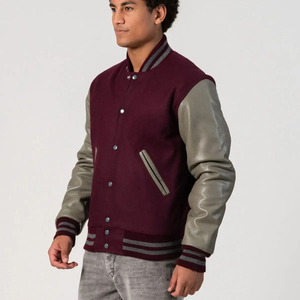 Blouson Bomber Varsity Personnalisé pour Homme en Laine et Cuir – Corps en Laine Premium, Manches en Cuir Véritable, Poignets Côtelés et Boutons Pression – Style Urbain - Product Image 6