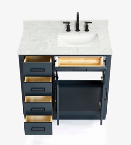 Made to Order Timothy 37 Inch <b>Bathroom</b> Vanity Cabinet Right Offset Sink Cabinet Only 4 Finish Options Factory Direct Vietnam - Product Image 5