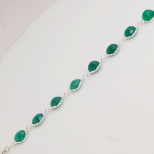 Pulsera de Ónix Verde Natural con Engaste de Plata de Ley 925, Gema Redonda Facetada, Estilo Tenis, Elegante, Minimalista, Ajustable, Unisex, Regalo - Product Image 3