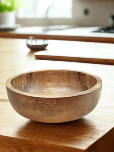 Bol en bois naturel fait main : Plat de service rustique pour salade - Product Image 3