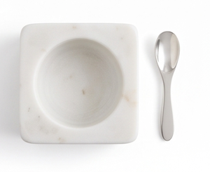Bol à sel et à sucre en marbre de qualité supérieure, base cubique minimaliste, forme carrée, outil durable pour herbes et épices, pour une table élégante - Product Image 2