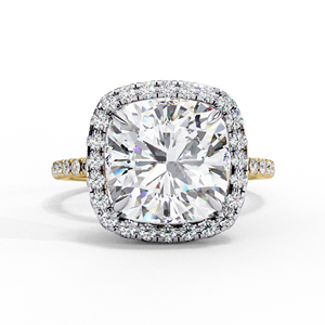 Anillo de Compromiso de Diseño Único en Oro Amarillo de 14K con Diamante de Corte Cojín de 2.5 CT, Certificado IGI, Diamante Cultivado en Laboratorio, Regalos de Aniversario y Boda - Product Image 1