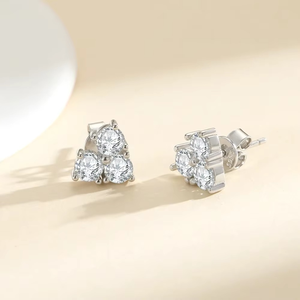 925 Sterling Silver Three Stone Moissanite Stud <b>Earrings</b> VVS D Color Diamond Look Triangle Cluster <b>Earrings</b> For Women <b>Fine</b> Jewel - Product Image 1