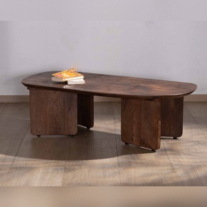 Vandana Golden Legacy coffee tables in natural and brown mango wood with a <b>sandblasted</b> Pisa finish - Product Image 6