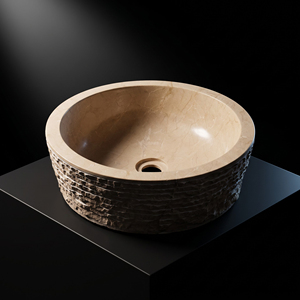 Hayat Group Lavabo de salle de bain beige, lavabo à poser texturé pour villa et hôtel - Product Image 2