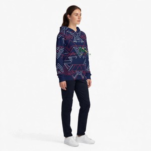 Sudadera con Capucha para Mujer NEXTEX, Estampado Geométrico Triangular, Azul Marino, Rojo, Blanco, con Bolsillo Tipo Canguro - Product Image 3