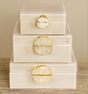 Luxury Ivory Mirror <b>Glass</b> Decorative Storage Box Color Agate <b>Knob</b> Premium Jewelry Vanity Organizer Boxes Home Decor Lacquered - Product Image 6