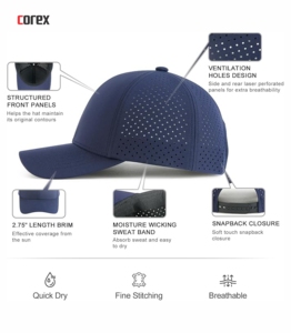Gorra de Béisbol Azul Marino de 6 Paneles, Transpirable, Impermeable, con Bordado 3D, Ajustable con Botones, Unisex, Deportiva, para Viajes, Aire Libre, Primavera y Verano - Product Image 6