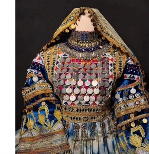 Elegant Maroon Velvet Afghan Perahan Tunban Decorated With Massive Silver Thread Floral Embroidery And <b>Mirrored</b> Details - Product Image 3
