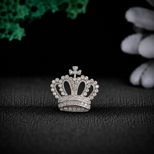 Broche Couronne de Luxe en Argent Sterling 925 avec Diamant Moissanite, Épingle de Revers Couronne Royale, Broche Tendance, Bijoux Unisexe, Vente en Gros pour Homme - Product Image 1