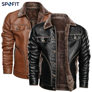 <b>Men's</b> PU Leather <b>Jacket</b> Coated Stand Collar Embroidery <b>Letter</b> Pattern Customizable Winter Front Anti-Bacterial - Product Image 5