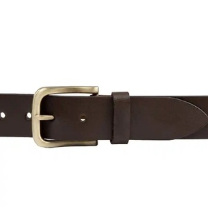 Cinturón casual de cuero vacuno de primera calidad color marrón para hombre con hebilla de latón macizo chapado, hecho a medida, cinturones de cuero casuales de negocios para hombre - Product Image 1