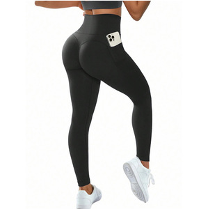 Leggings de Yoga Casuales de Cintura Alta para Mujer, Tejidos, con Bolsillo, Diseño Sólido, Ecológicos, de Secado Rápido y Transpirables, para Entrenamiento y Gimnasio - Product Image 4
