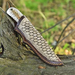 Couteau de camping artisanal en acier inoxydable OEM, lame fixe de qualité industrielle à pointe tombante, couteau utilitaire d'extérieur avec manche en résine de haute qualité - Product Image 4