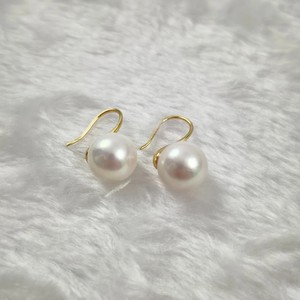 Boucles d'oreilles en perles d'eau douce Zhuji haut de gamme 10-11 mm, rondes, presque parfaites, avec crochets d'oreille, fabrication fine - Product Image 2