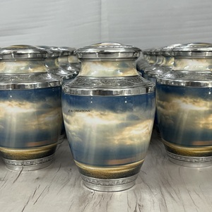 Urne funéraire en aluminium de haute qualité pour adultes, gravée avec une magnifique image du ciel et de l'océan, urnes personnalisées imprimées pour le stockage des cendres humaines - Product Image 3