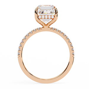 Anillo de Compromiso de Lujo con Diamante Cultivado en Laboratorio, Corte Esmeralda, Solitario, Oro de 18k, 14k, 9k o Plata de Ley, con Tallo Curvo, Joyería Fina - Product Image 3