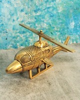 Modèle d'hélicoptère vintage en laiton, artisanat décoratif, miniature antique, figurine d'hélicoptère pour la décoration de la maison, du bureau ou de la table.