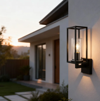 Support de lampe extérieur en aluminium moulé sous pression, étanche, forme carrée ascendante, pour éclairage paysager, douille E27