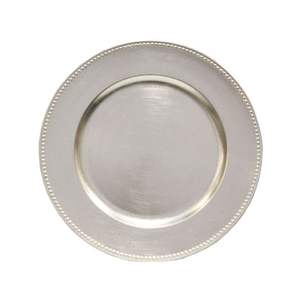 Assiette de présentation en métal argenté effet miroir de 13 pouces - Assiette décorative durable et réutilisable pour hôtels, banquets et événements gastronomiques - Product Image 1