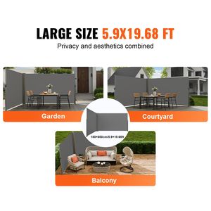 Tenda Laterale Retrattile in Alluminio 71FT X 236FT, Schermo Privacy per Esterni Impermeabile in Poliestere 280g, Vela in PC per Patio e Spazi Esterni - Product Image 6