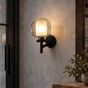 Lámpara de pared moderna negra Ember, lámpara de pared con doble pantalla de cristal cilíndrica para dormitorio junto a la cama - Product Image 5
