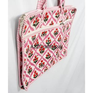 A2ZCraftBazar Handmade Modern Laptop <b>Bag</b> Eco-Friendly 100% Cotton Digital Print Quilted Zipper Closure Large Capacity Travel <b>Bag</b> - Product Image 3