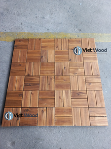 Plancher de terrasse extérieur contemporain en bois d'acacia vietnamien, emboîtable, antidérapant, imperméable, finition mate huilée, pour projet complet - Product Image 4