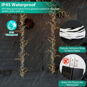 Guirnalda de Abedul Iluminada de 7.87 Pies, 144 Luces LED, Guirnalda de Ramitas con Temporizador y 8 Modos, IP45 Impermeable, Guirnaldas y Coronas para Bodas - Product Image 4